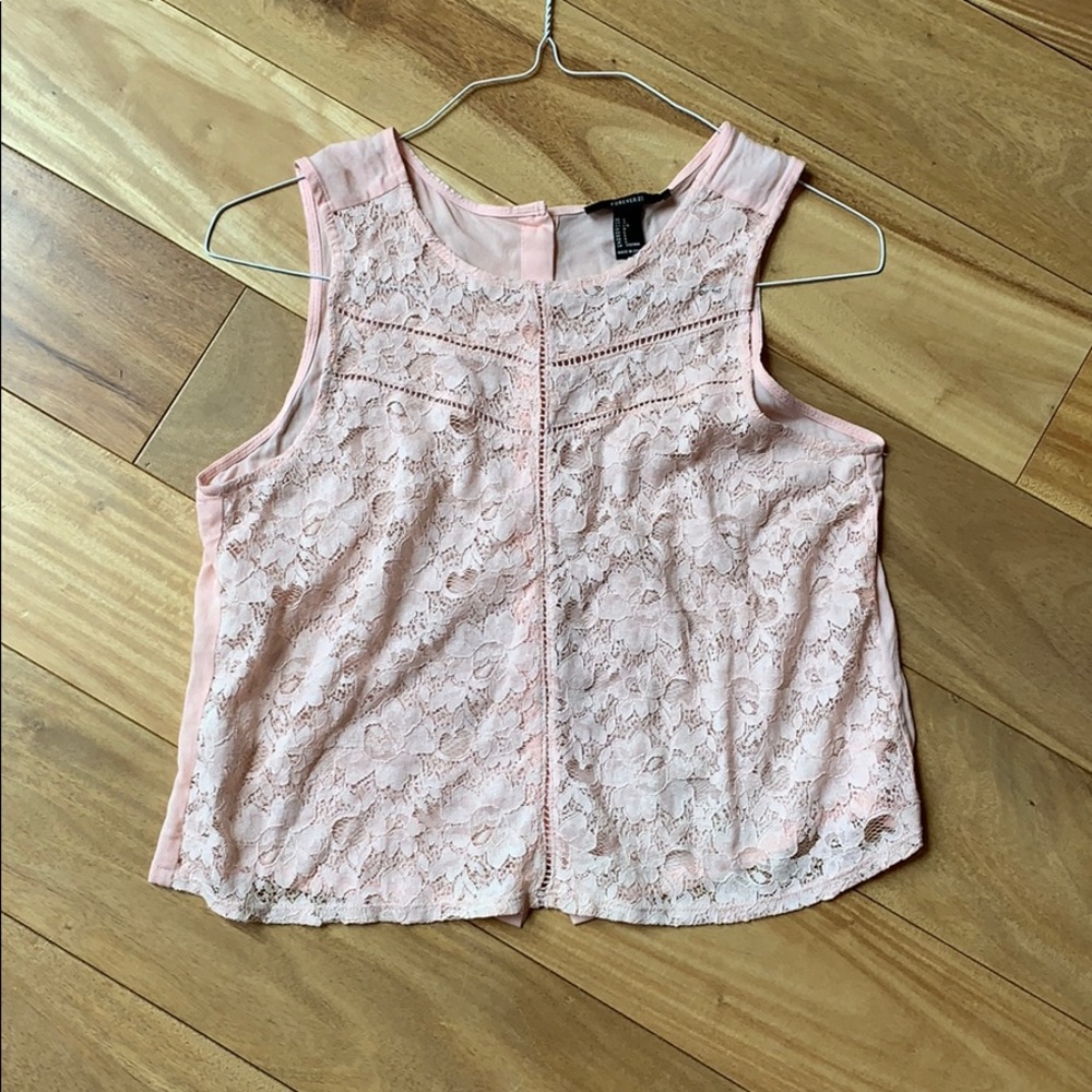 Forever 21 pink lace tank top